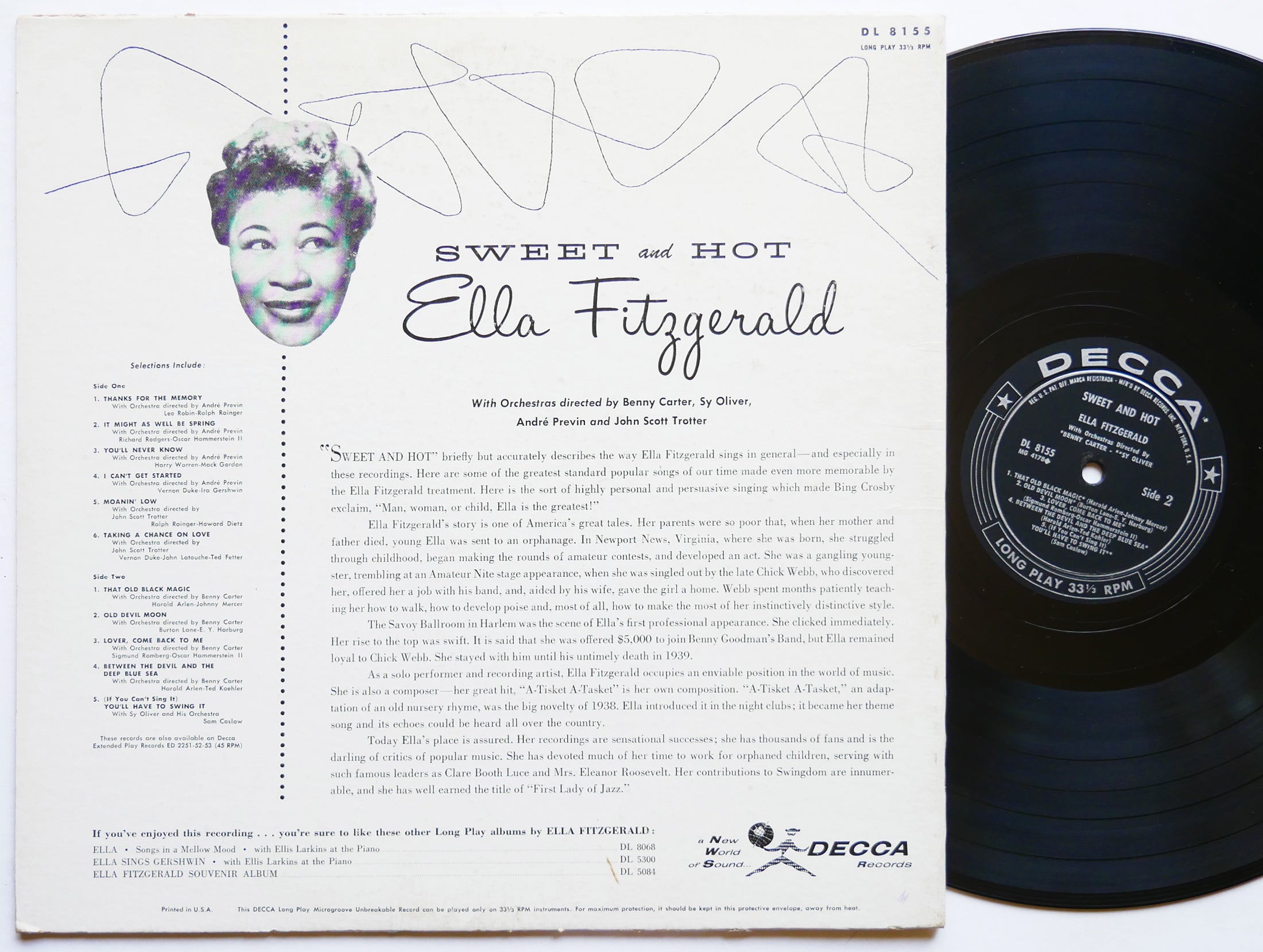 ELLA FITZGERALD Sweet And Hot LP DECCA DL 8155 US 1955 DG MONO JAZZ Benny Carter
