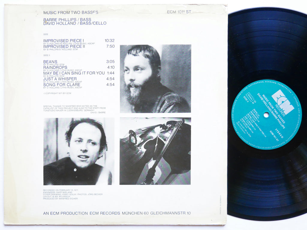 DAVID HOLLAND BARRE PHILLIPS Music From Two Basses LP ECM 1011 ST Germany 1971