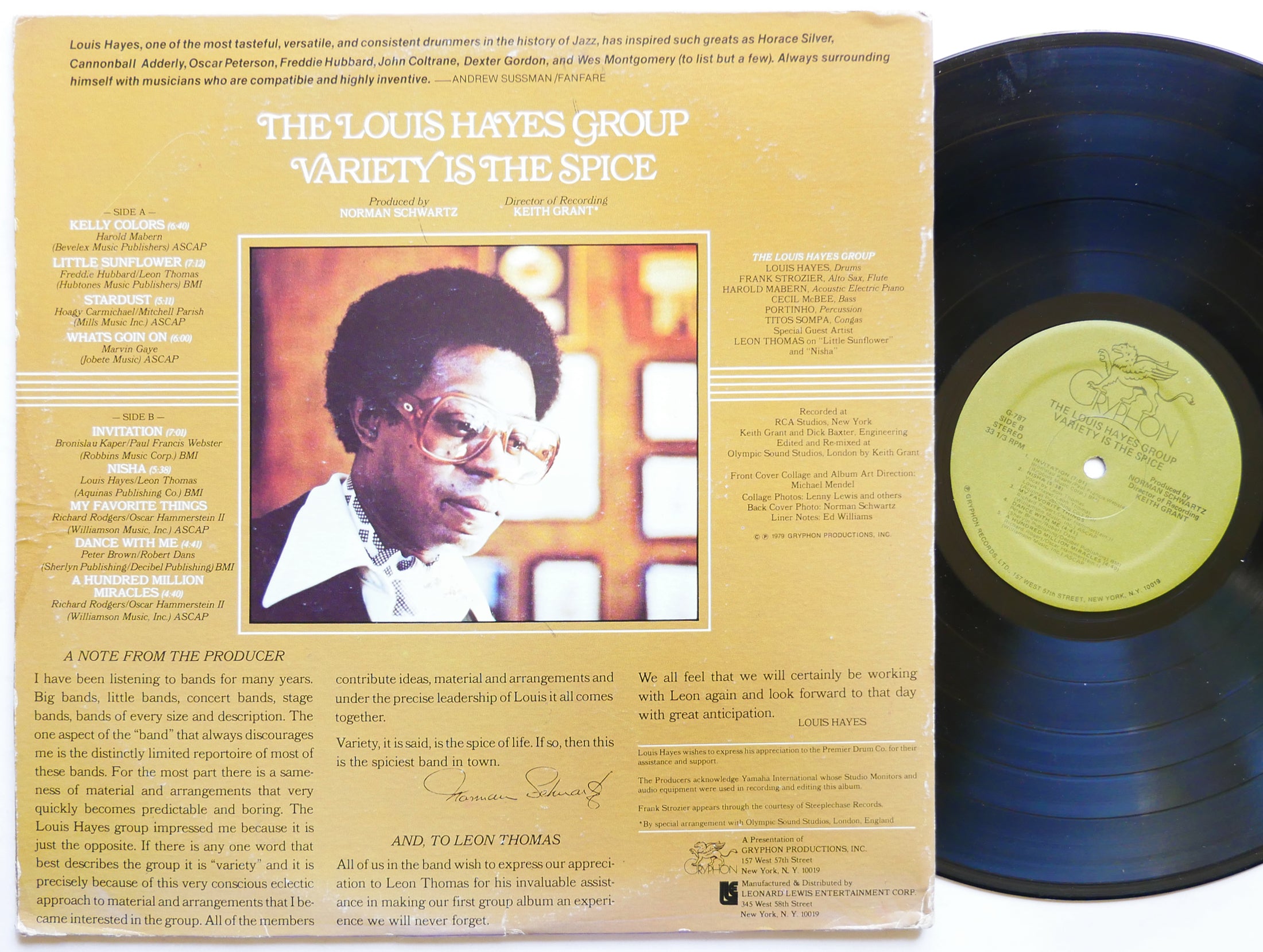 LOUIS HAYES GROUP Variety Is The Spice LP GRYPHON G-787 US 1979 Cecil McBee