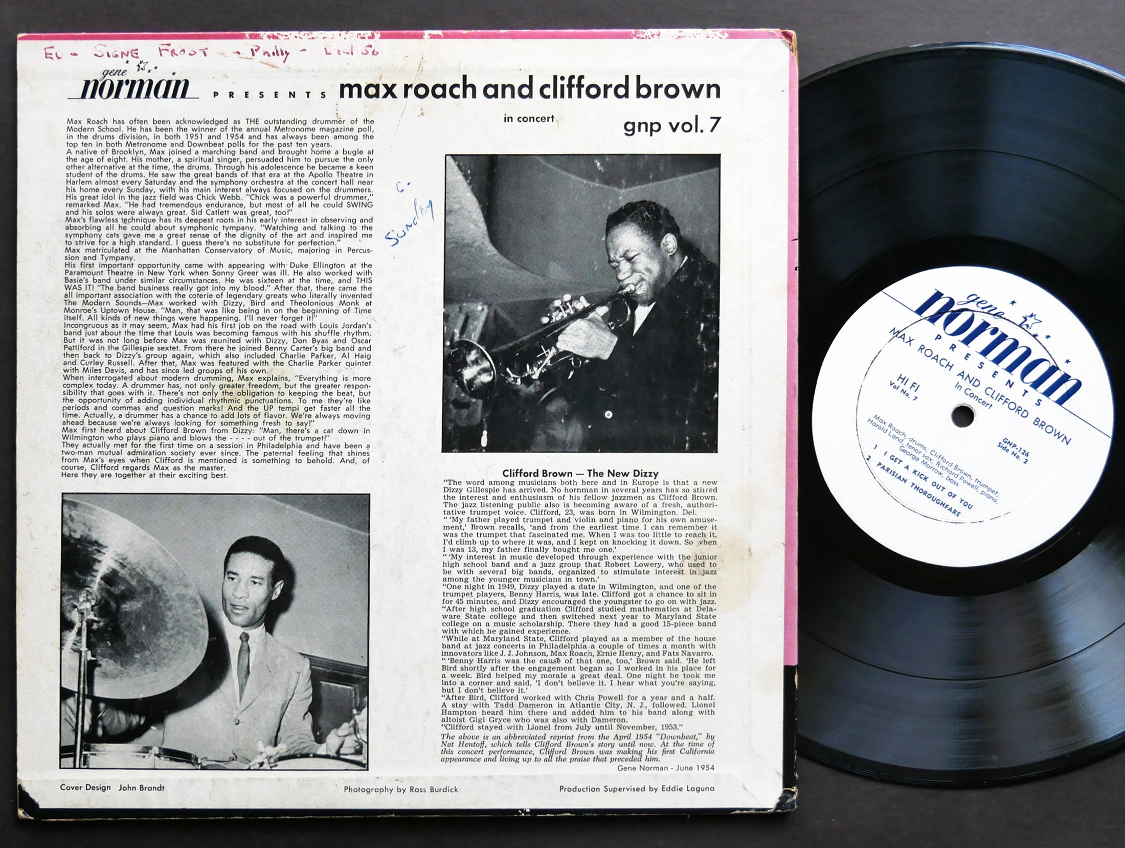 CLIFFORD BROWN MAX ROACH In Concert 10" LP Gene Norman No. 7 US 1955 DG MONO