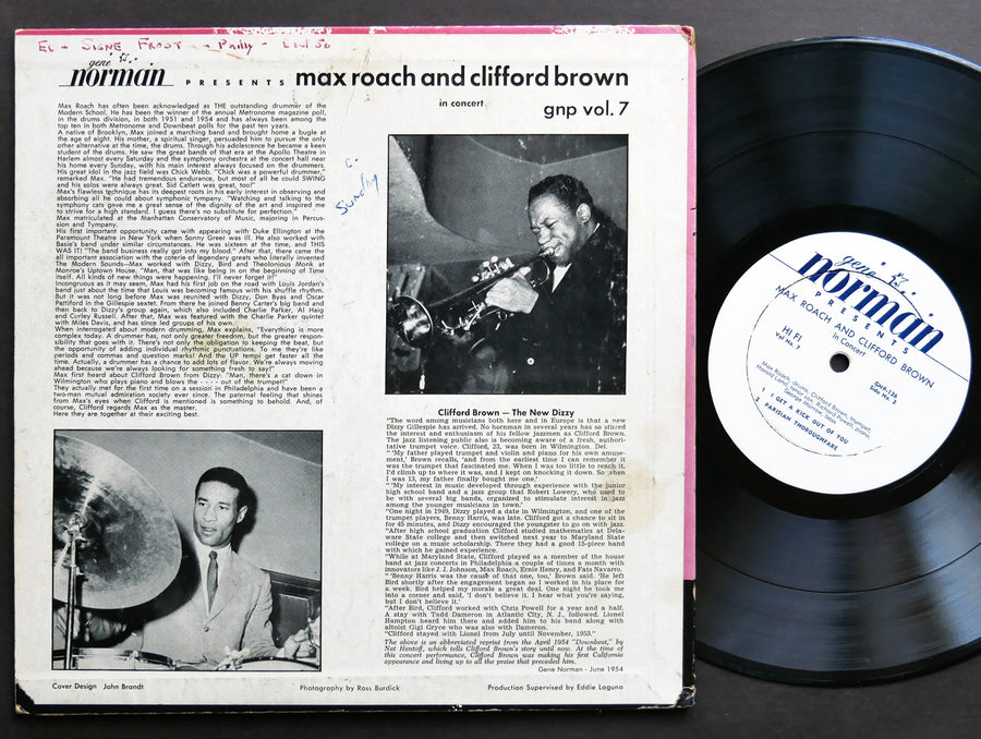 CLIFFORD BROWN MAX ROACH In Concert 10" LP Gene Norman No. 7 US 1955 DG MONO