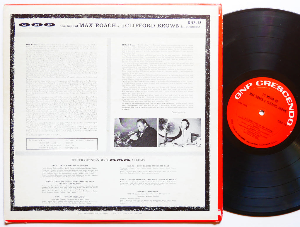 MAX ROACH CLIFFORD BROWN The Best Of In Concert LP GNP CRESCENDO GNP-S18 US 1973