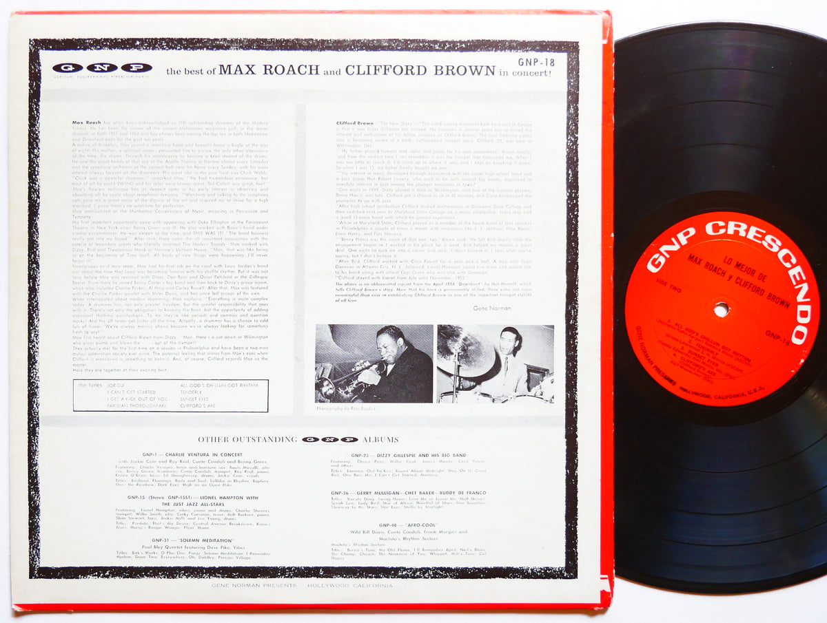 MAX ROACH CLIFFORD BROWN The Best Of In Concert LP GNP CRESCENDO GNP-S18 US 1973