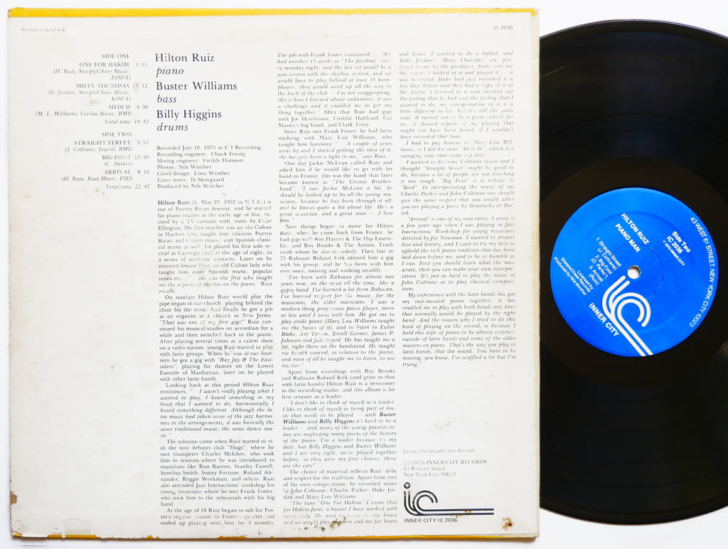 HILTON RUIZ TRIO Piano Man LP INNER CITY IC 2036 Buster Williams Billy Higgins