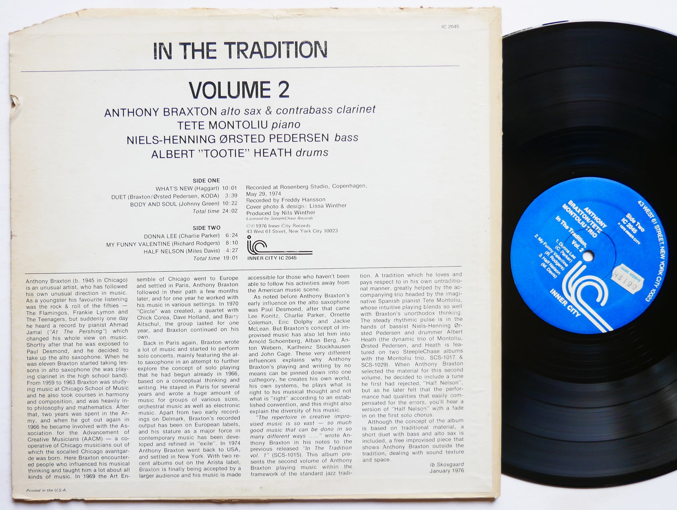 ANTHONY BRAXTON In The Tradition Vo 2 LP INNER CITY IC 2045 US 1976 Albert Heath