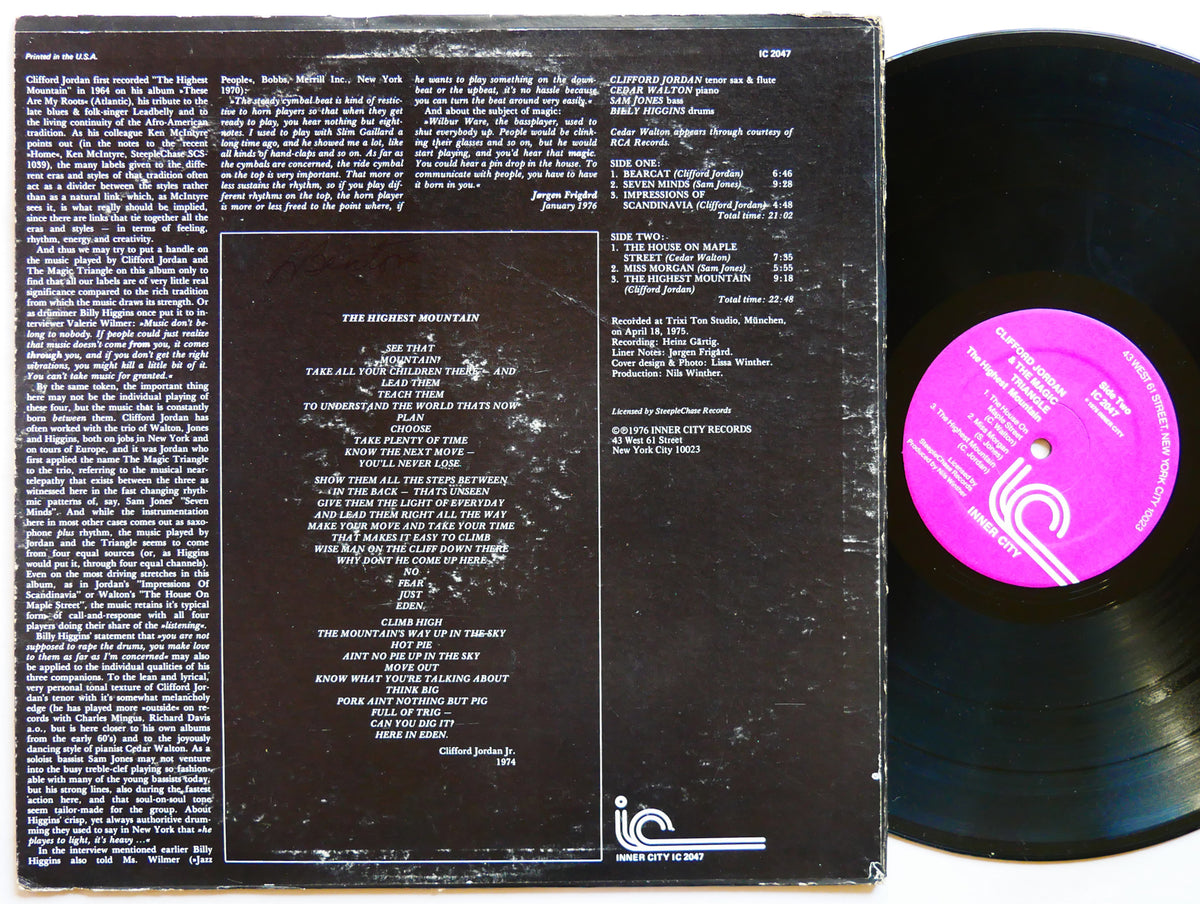 CLIFFORD JORDAN The Highest Mountain LP INNER CITY IC 2047 US 1976 Cedar Walton