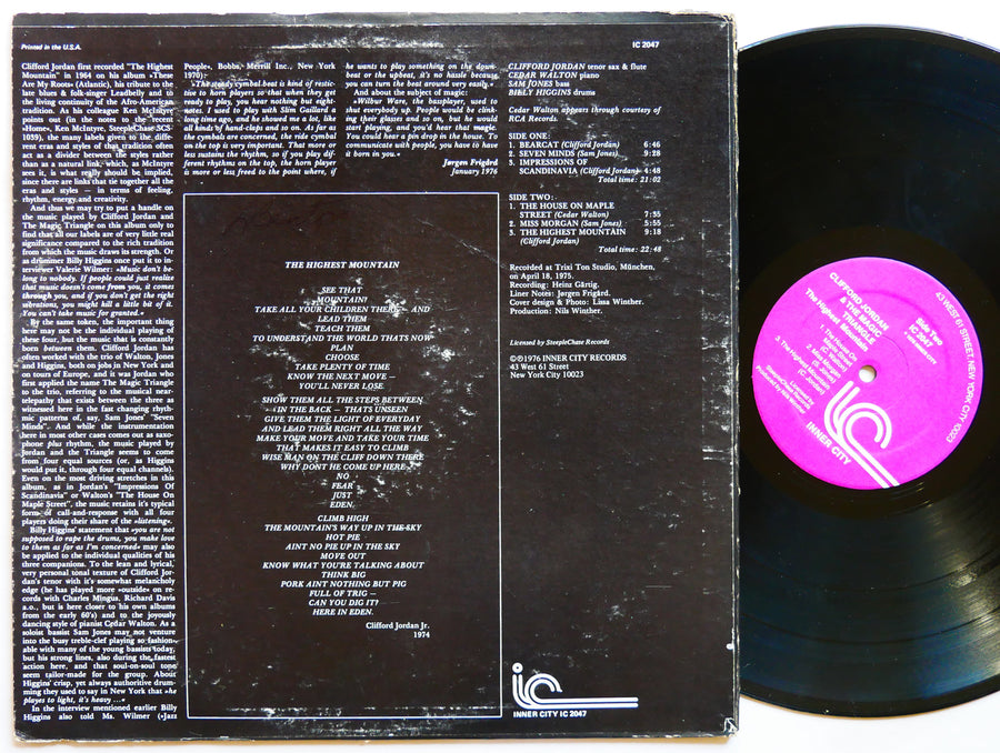 CLIFFORD JORDAN The Highest Mountain LP INNER CITY IC 2047 US 1976 Cedar Walton