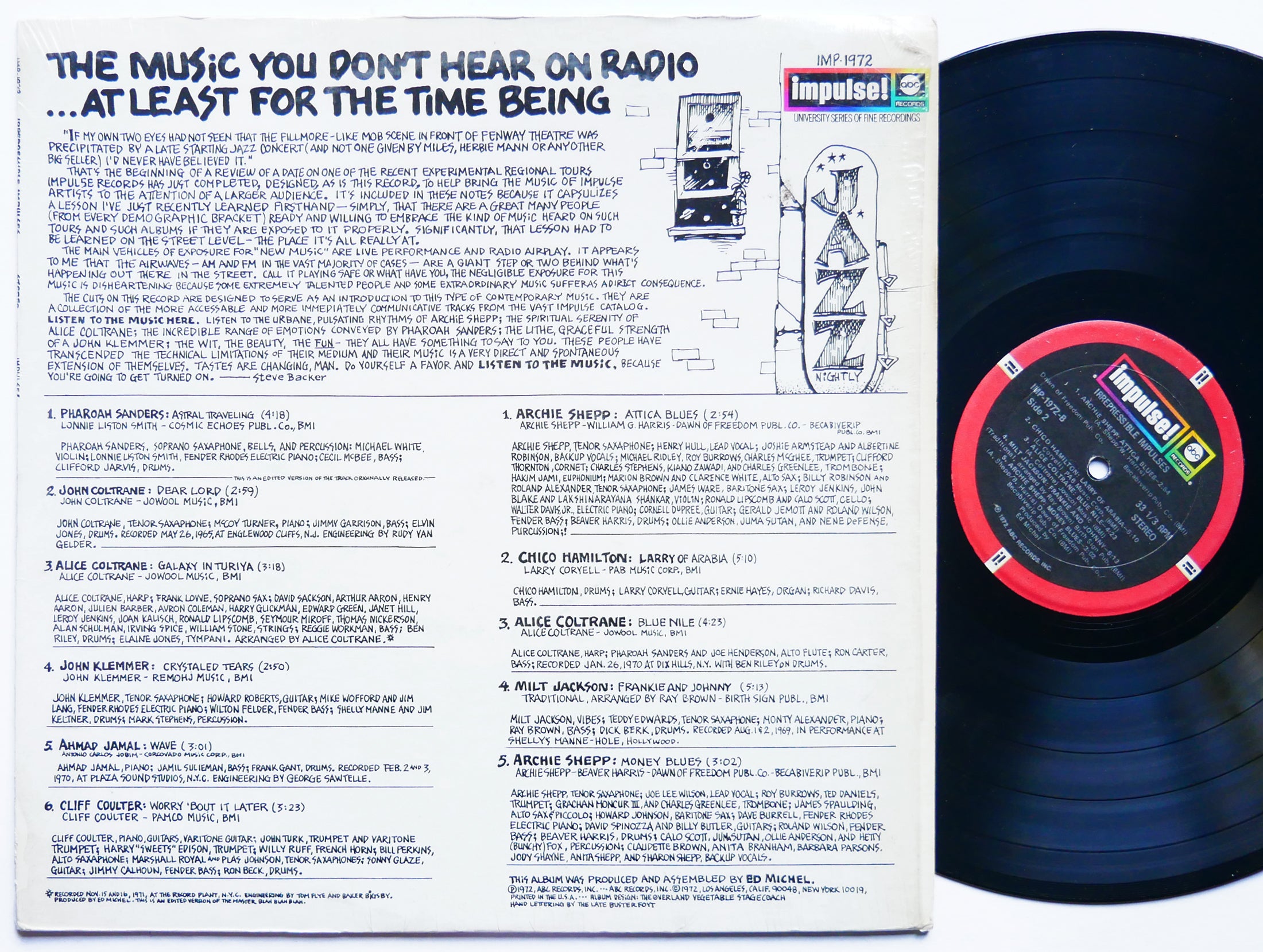 PHAROAH SANDERS JOHN COLTRANE Irrepressible Impulses LP IMPULSE! IMP-1972 VG+
