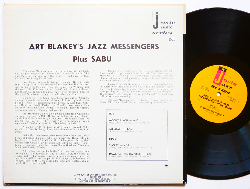 ART BLAKEY Jazz Messengers SABU JOSIE JJM-3501 US 1962 MONO Johnny Griffin