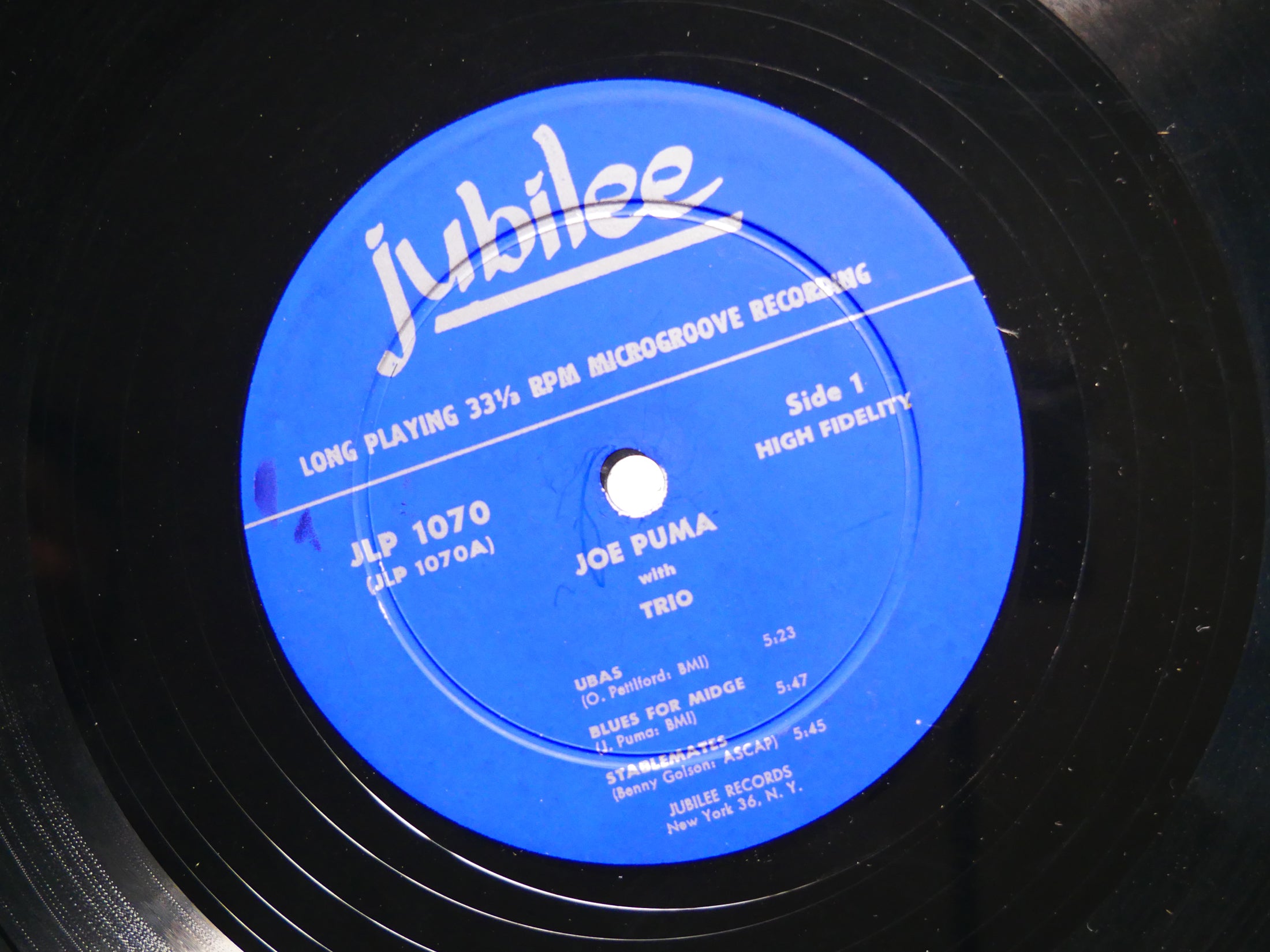 JOE PUMA Jazz LP JUBILEE JLP-1070 US 1958 DG MONO Bill Evans Oscar Pettiford