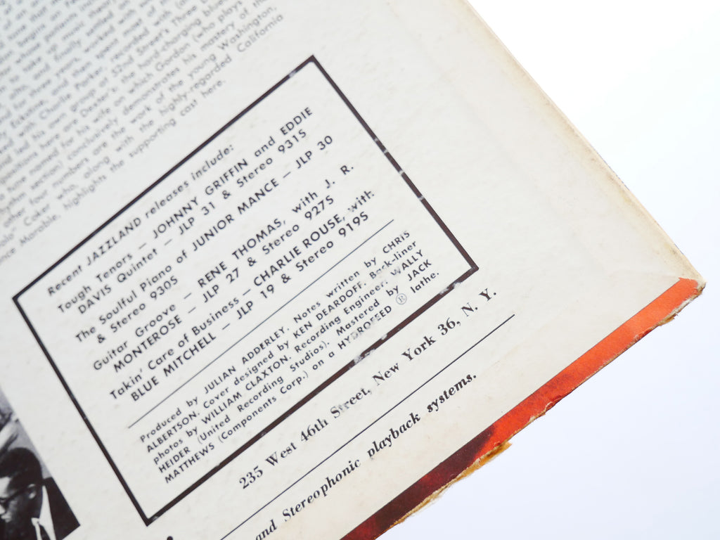 DEXTER GORDON The Resurgence Of LP JAZZLAND JLP 29 US 1961 MONO Martin Banks