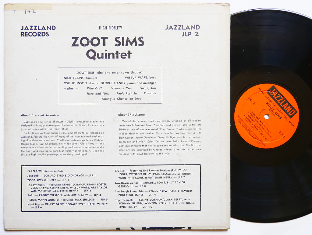 ZOOT SIMS Quintet Jazzland JLP 2 LP US 1960 DG MONO Wilbur Ware George Handy