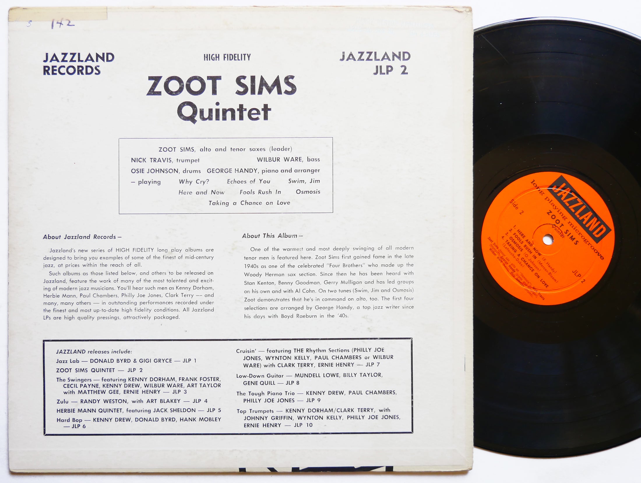 ZOOT SIMS Quintet Jazzland JLP 2 LP US 1960 DG MONO Wilbur Ware George Handy