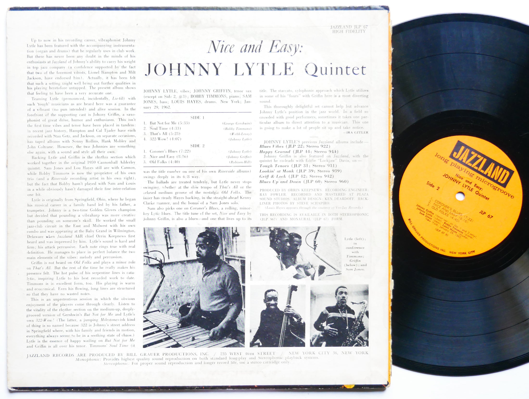 JOHNNY LYTLE Nice And Easy LP JAZZLAND JLP-67 MONO Johnny Griffin Bobby Timmons