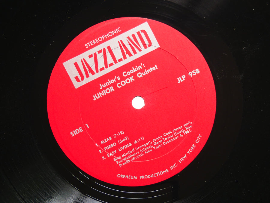 JUNIOR COOK BLUE MITCHELL Junior's Cookin' LP JAZZLAND JLP958 US 1966 Roy Brooks