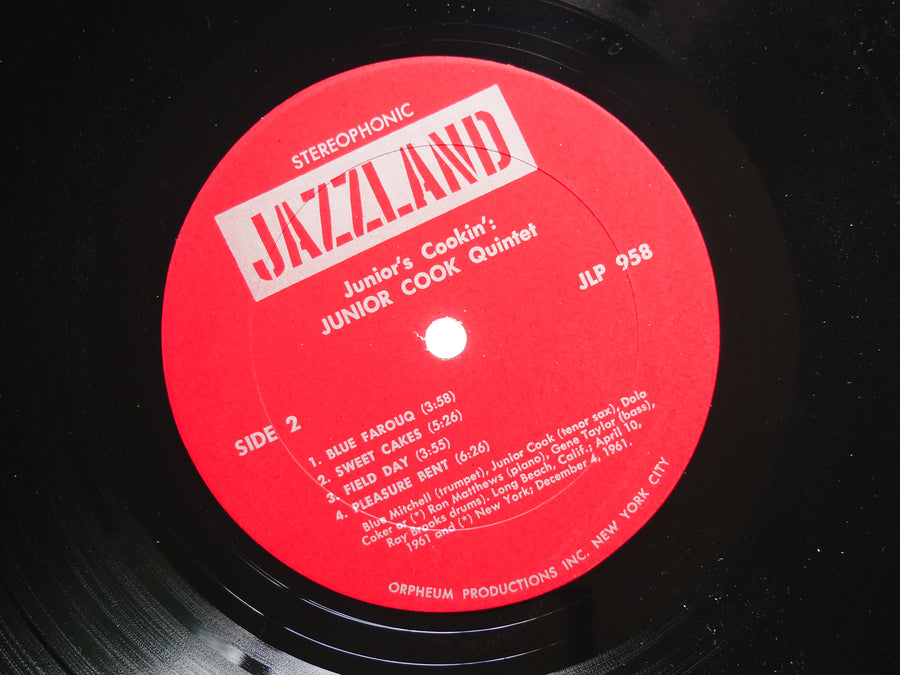 JUNIOR COOK BLUE MITCHELL Junior's Cookin' LP JAZZLAND JLP958 US 1966 Roy Brooks