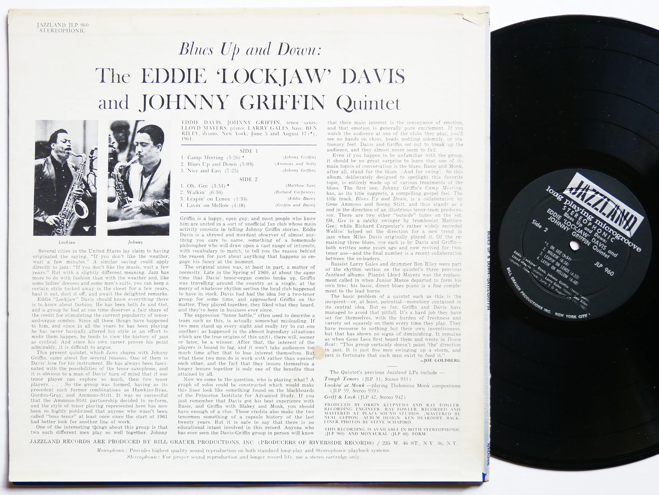 EDDIE LOCKJAW DAVIS JOHNNY GRIFFIN Quintet Blues Up And Down LP JAZZLAND JLP 960