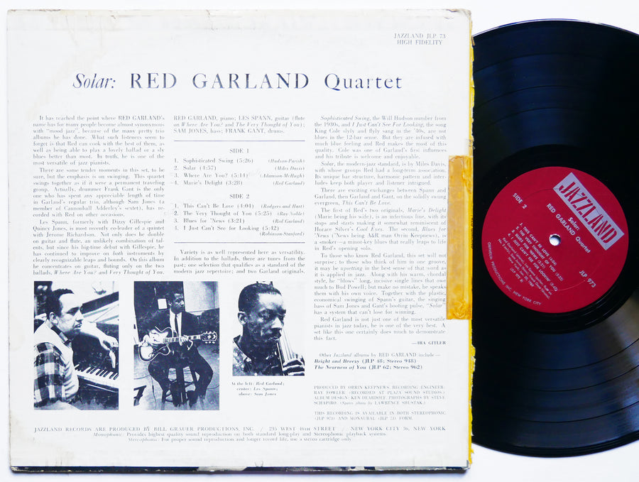 RED GARLAND Solar LP JAZZLAND JLP 973 MONO Sam Jones Les Spann