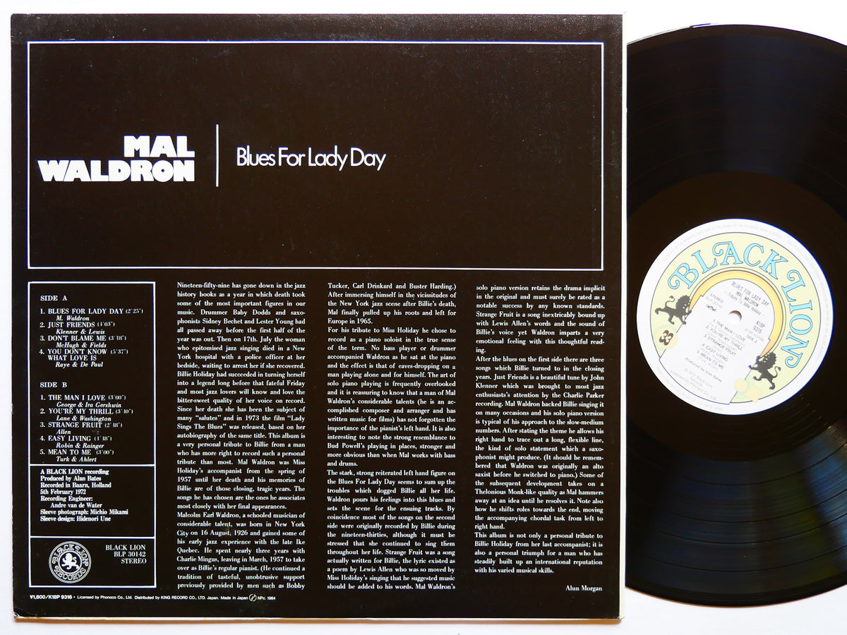 MAL WALDRON Blues For Lady Day LP BLACK LION RECORDS K18P-9316 JAPAN 1984