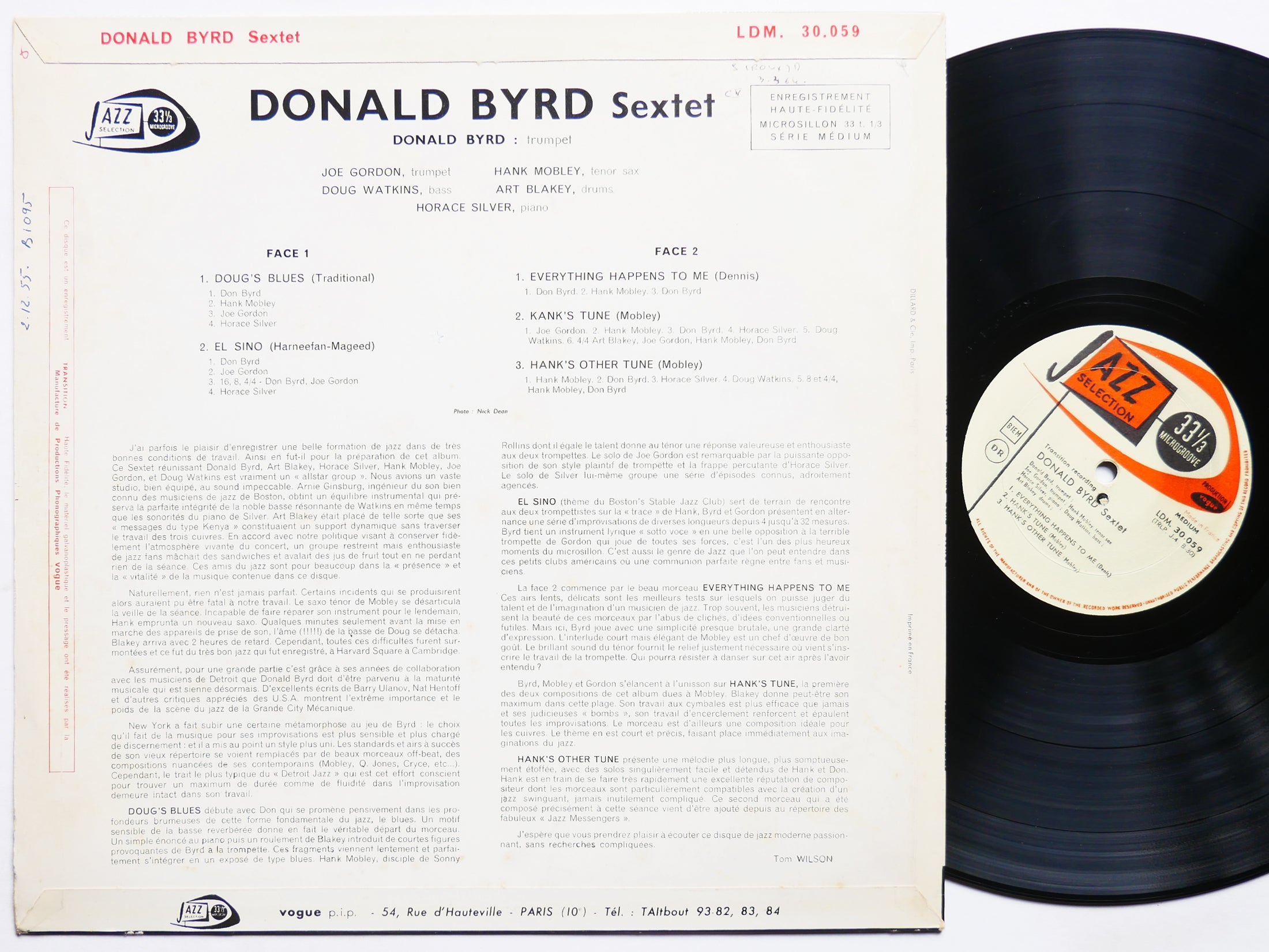 DONALD BYRD Sextet LP JAZZ SELECTION LDM 30.059 FR 1957 MONO FLAT Hank Mobley