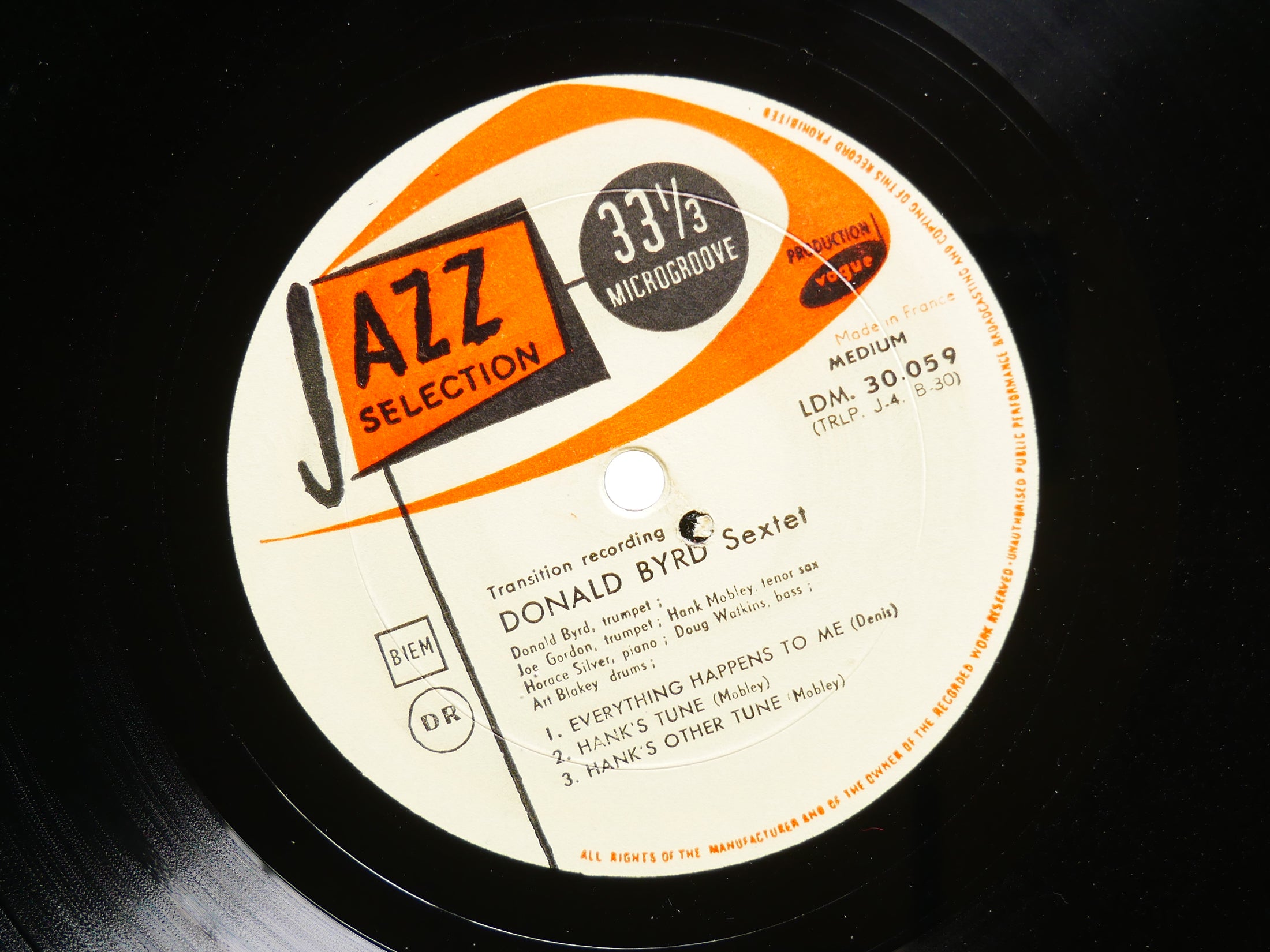 DONALD BYRD Sextet LP JAZZ SELECTION LDM 30.059 FR 1957 MONO FLAT Hank Mobley