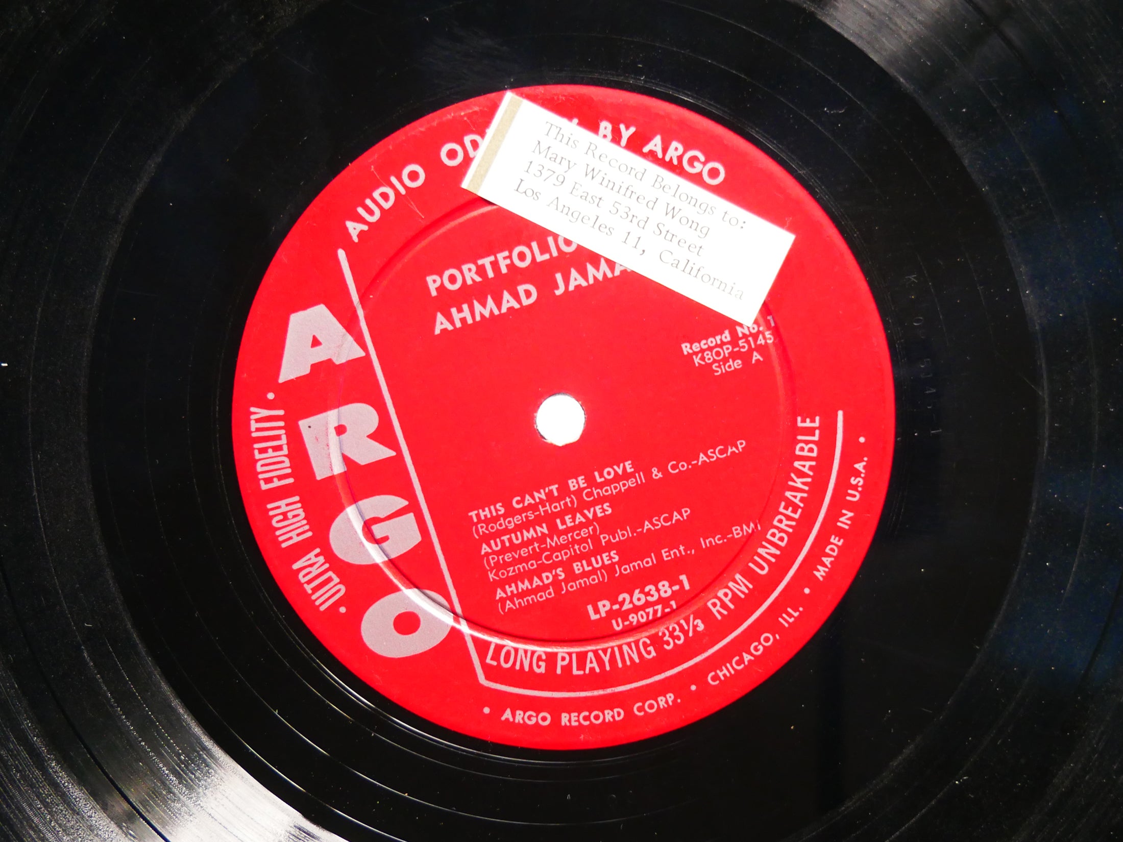 AHMAD JAMAL Portfolio Of LP ARGO LP 2638 DG MONO Israel Crosby Don Bronstein