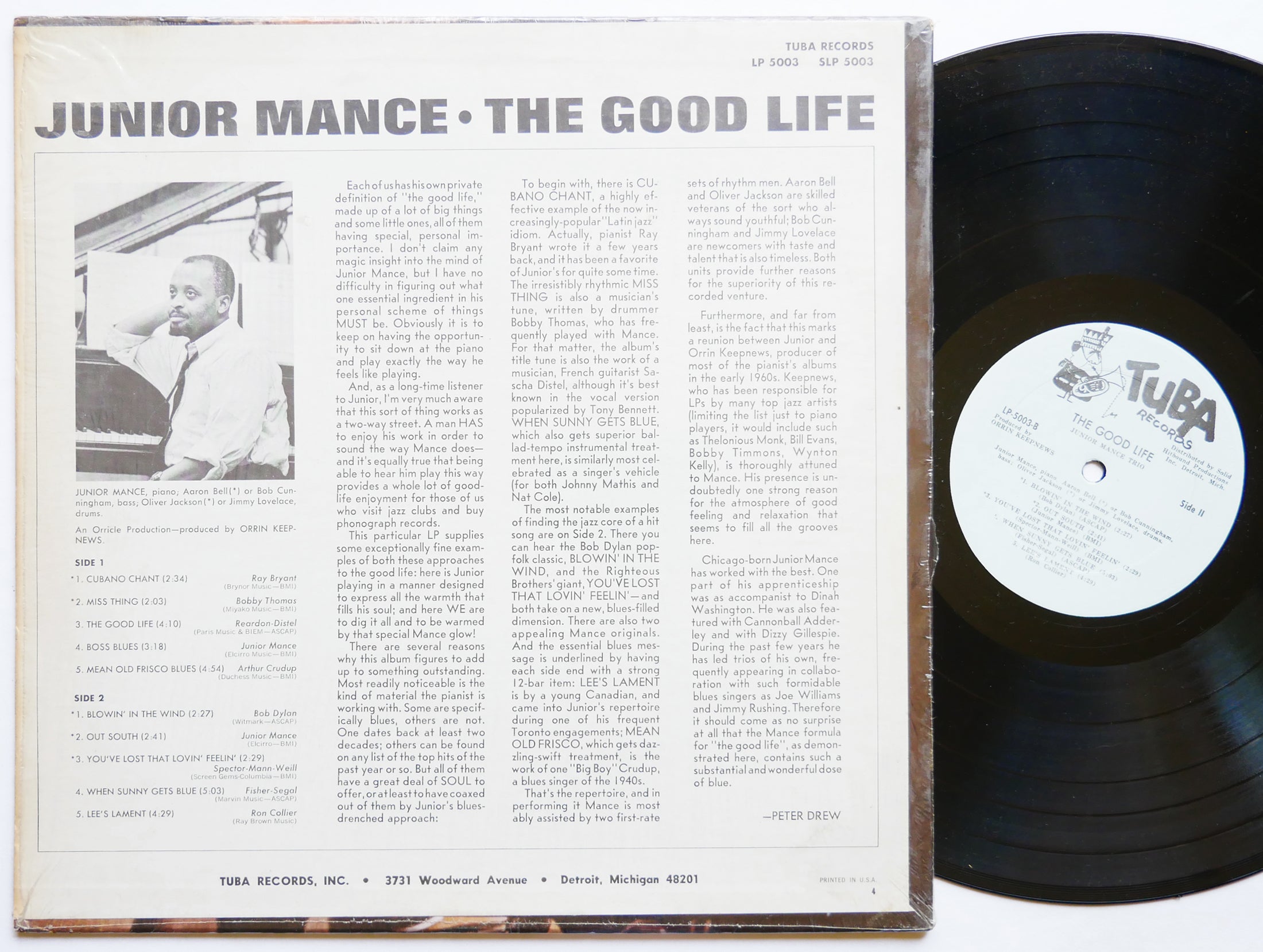 JUNIOR MANCE The Good Life LP TUBA RECORDS MONO LP 5003 US 1967 Jazz Funk VG+