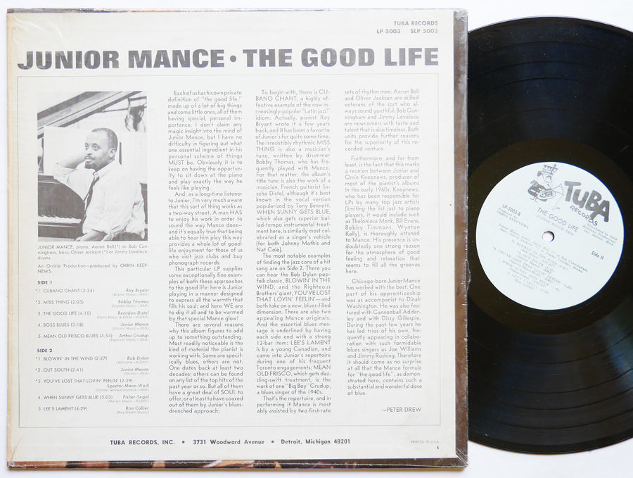 JUNIOR MANCE The Good Life LP TUBA RECORDS MONO LP 5003 US 1967 Jazz Funk VG+