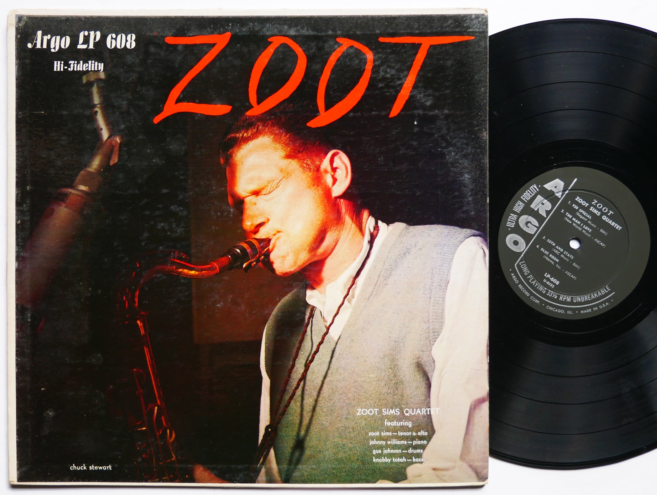 ZOOT SIMS Quartet Zoot LP ARGO LP 608 US 1957 DG MONO JAZZ Gus Johnson