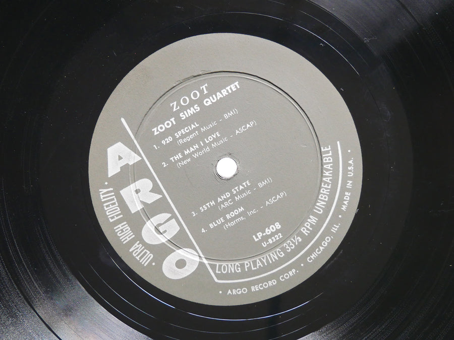 ZOOT SIMS Quartet Zoot LP ARGO LP 608 US 1957 DG MONO JAZZ Gus Johnson