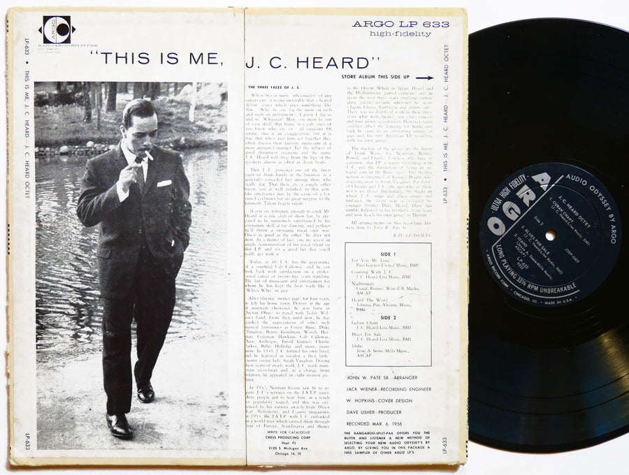 J. C. HEARD Octet This is Me LP ARGO LP 633 US '58 DG MONO Joe Newman Frank Wess