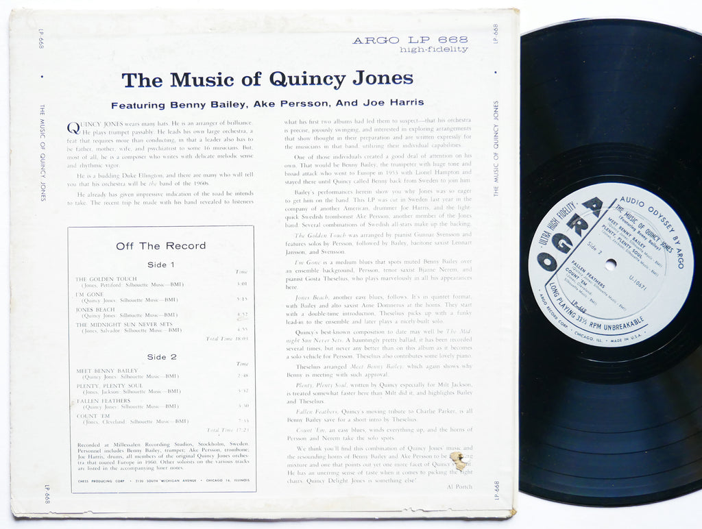 BENNY BAILEY JOE HARRIS The Music Of Quincy Jones LP ARGO LP-668 US 1961 DG MONO
