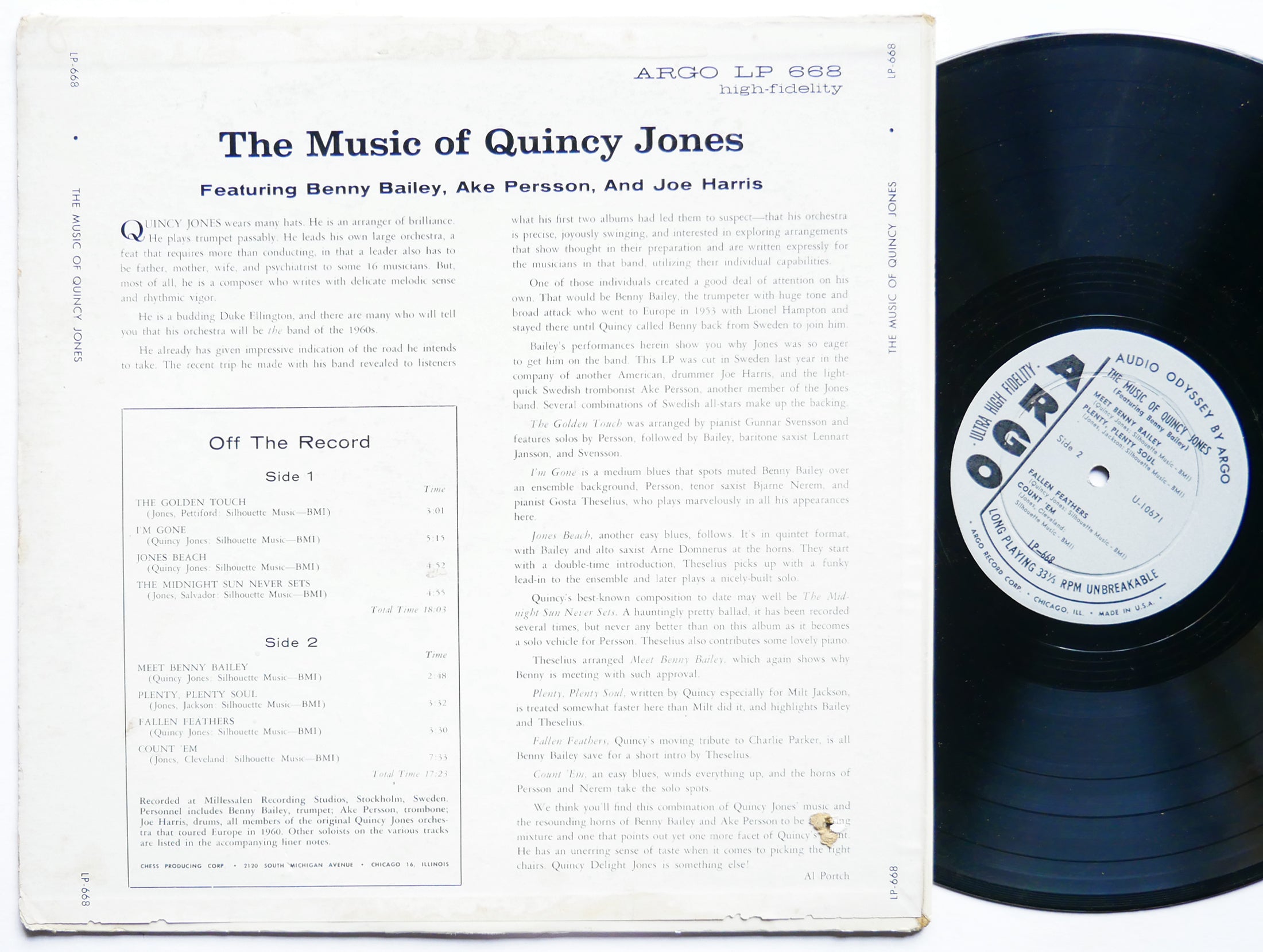 BENNY BAILEY JOE HARRIS The Music Of Quincy Jones LP ARGO LP-668 US 1961 DG MONO