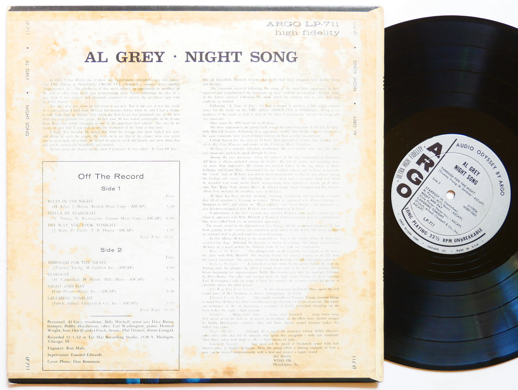 AL GREY BILLY MITCHELL Night Song LP ARGO LP 711 US 1963 Bobby Hutcherson