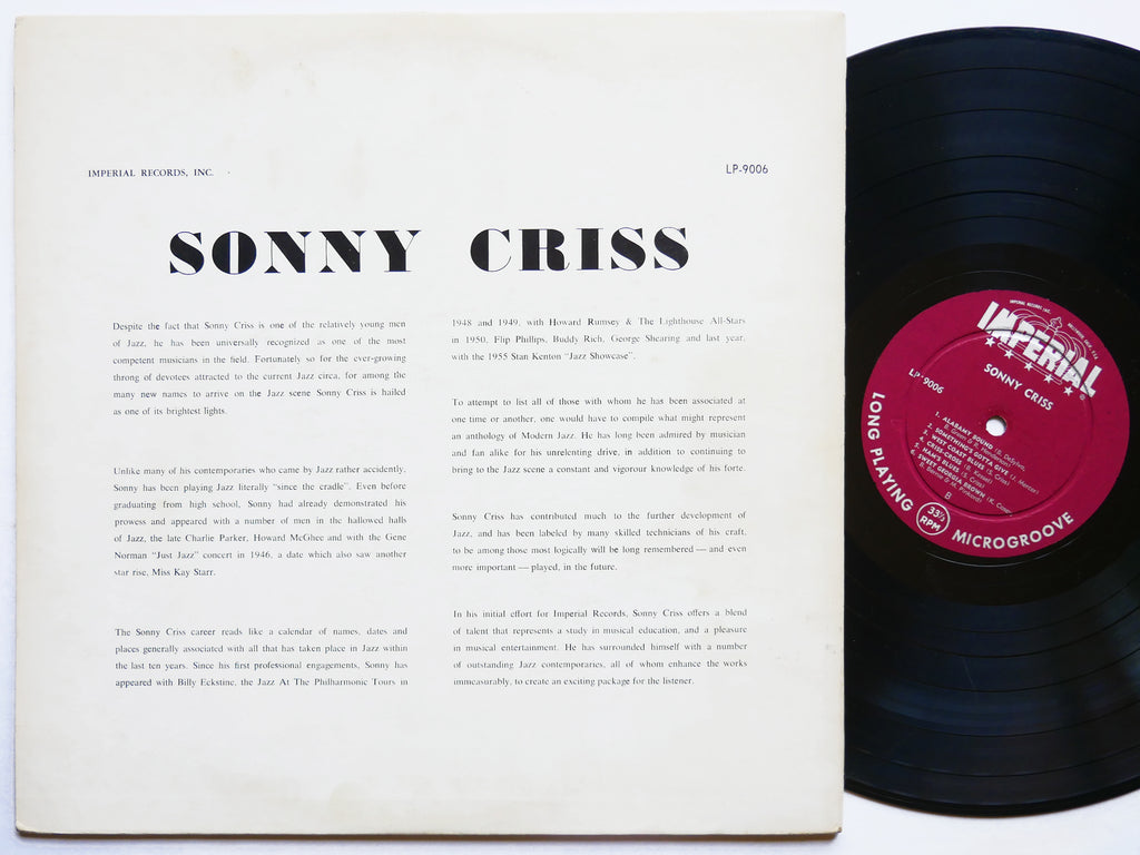 SONNY CRISS Jazz - U.S.A. LP IMPERIAL LP-9006 US 1956 DG MONO FLAT Kenny Drew