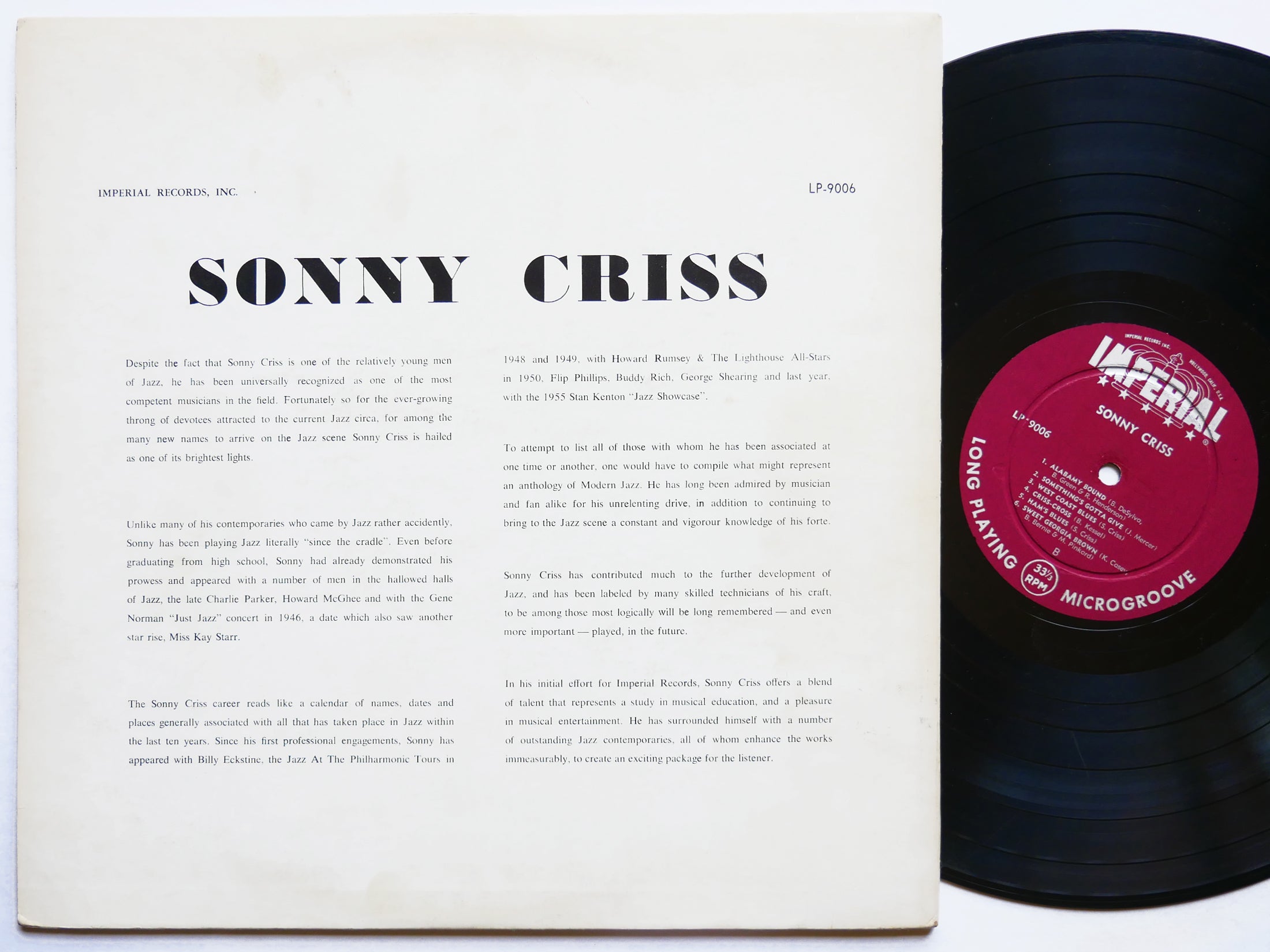 SONNY CRISS Jazz - U.S.A. LP IMPERIAL LP-9006 US 1956 DG MONO FLAT Kenny Drew
