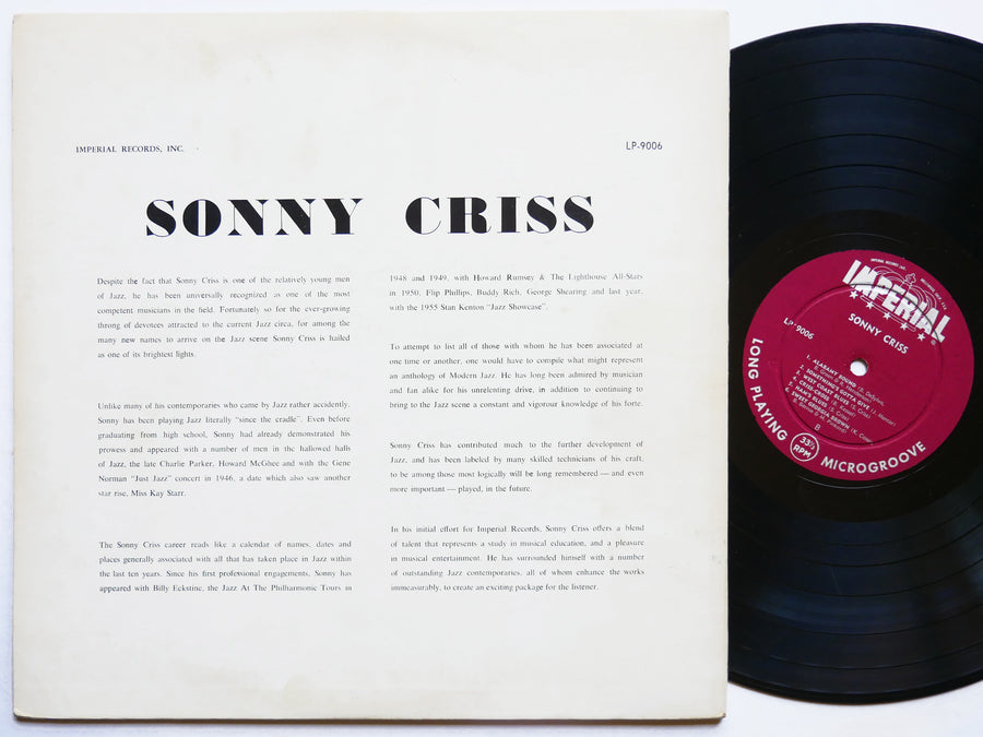 SONNY CRISS Jazz - U.S.A. LP IMPERIAL LP-9006 US 1956 DG MONO FLAT Kenny Drew