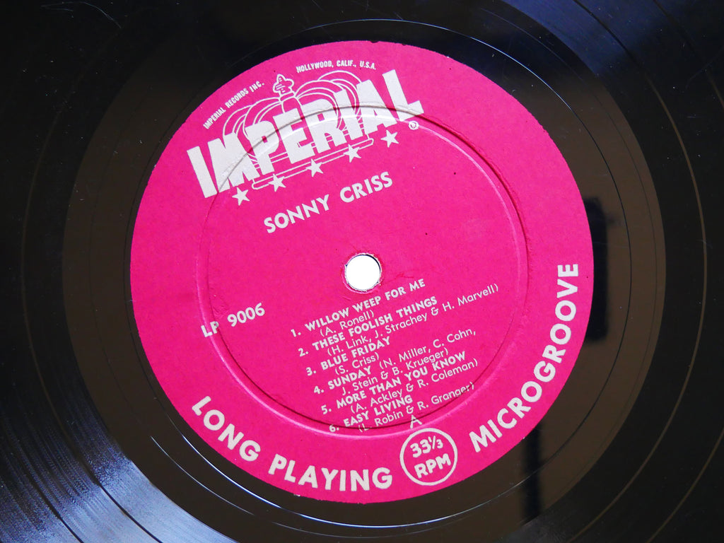 SONNY CRISS Jazz - U.S.A. LP IMPERIAL LP-9006 US 1956 DG MONO FLAT Kenny Drew