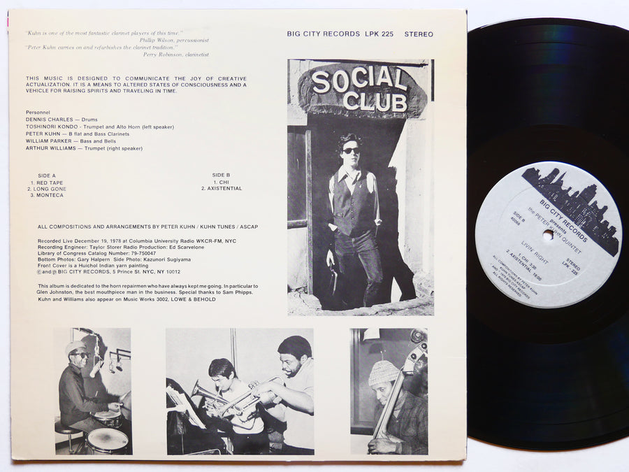 PETER KUHN Quintet Livin´ Right LP BIG CITY RECORDS LPK 225 US 1979 FREE JAZZ