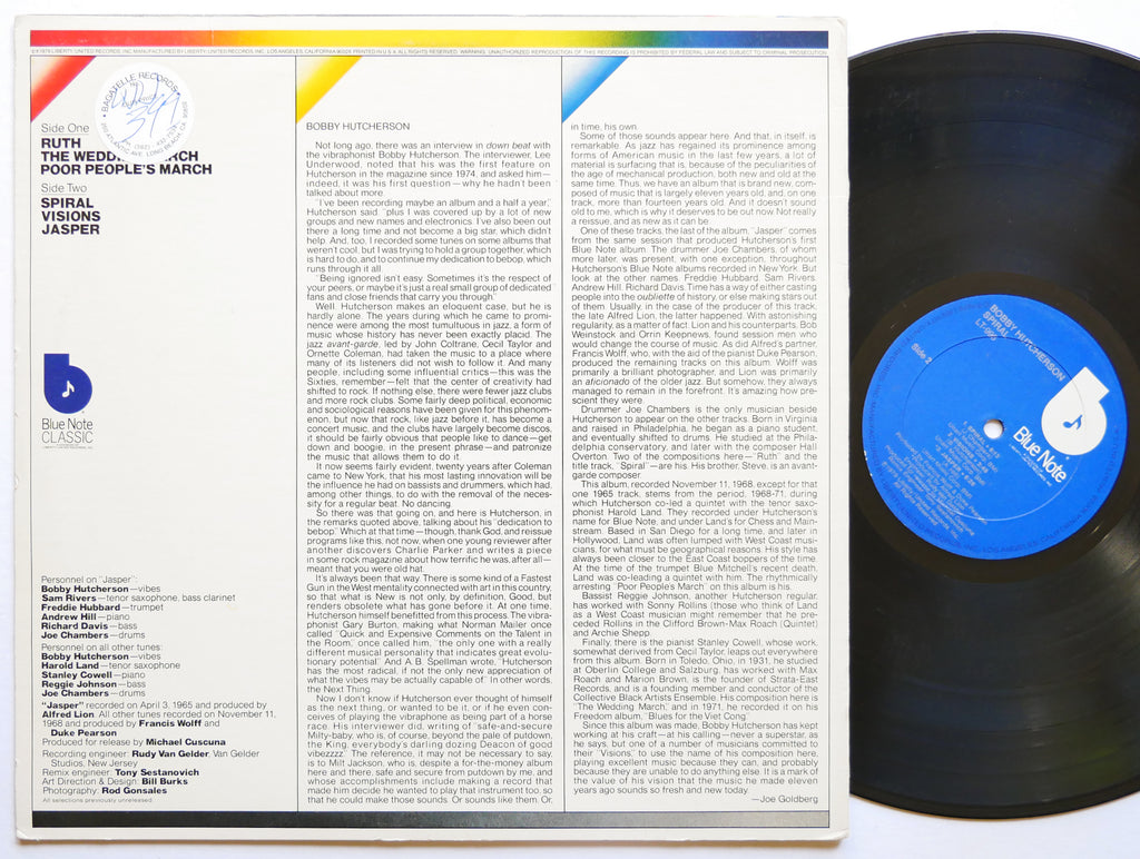 BOBBY HUTCHERSON Spiral LP BLUE NOTE LT-996 US 1979 Stanley Cowell Harold Land