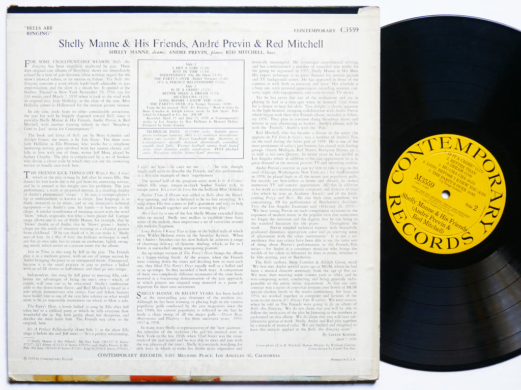 SHELLY MANNE ANDRE PREVIN RED MITCHELL Bells Are Ringing LP CONTEMPORARY M 3559