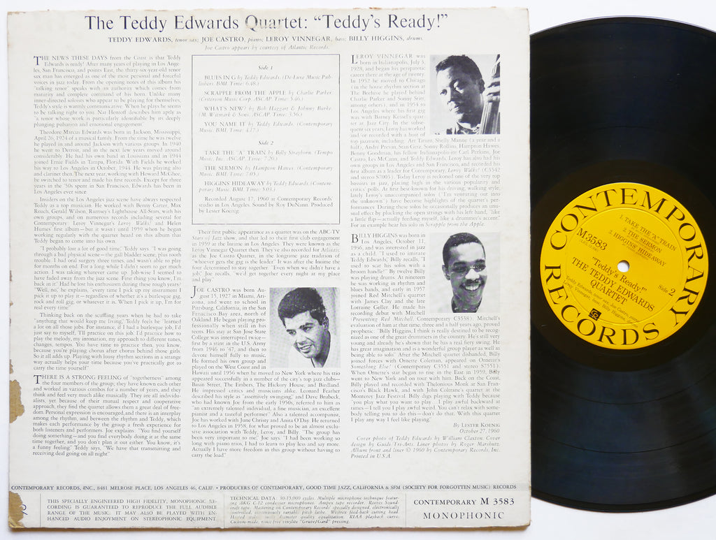 TEDDY EDWARDS Teddy's Ready! LP CONTEMPORARY M 3583 US '61 DG MONO Billy Higgins