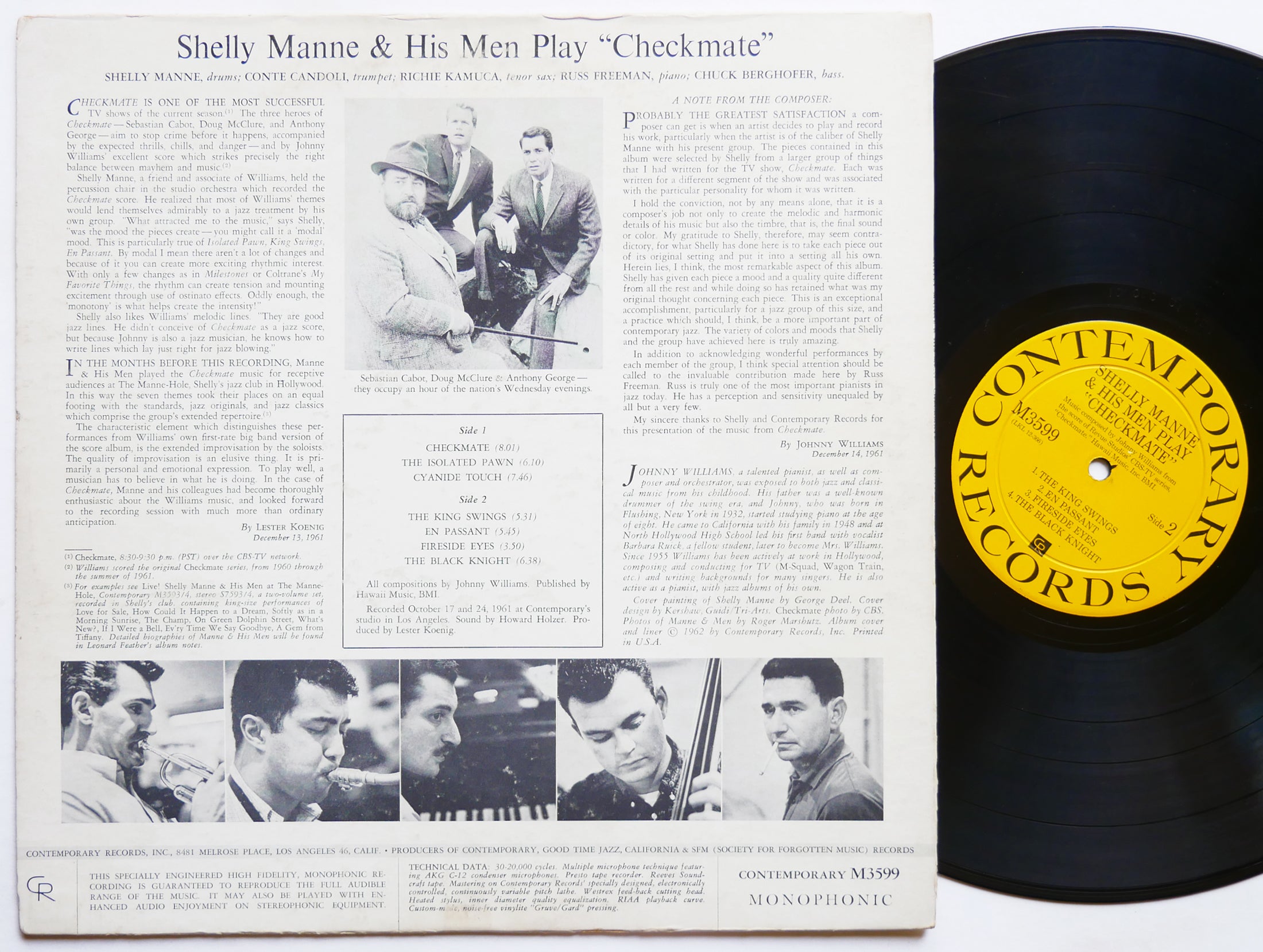 SHELLY MANNE & His Men Checkmate LP CONTEMPORARY M3599 Orig US 1962 DG MONO