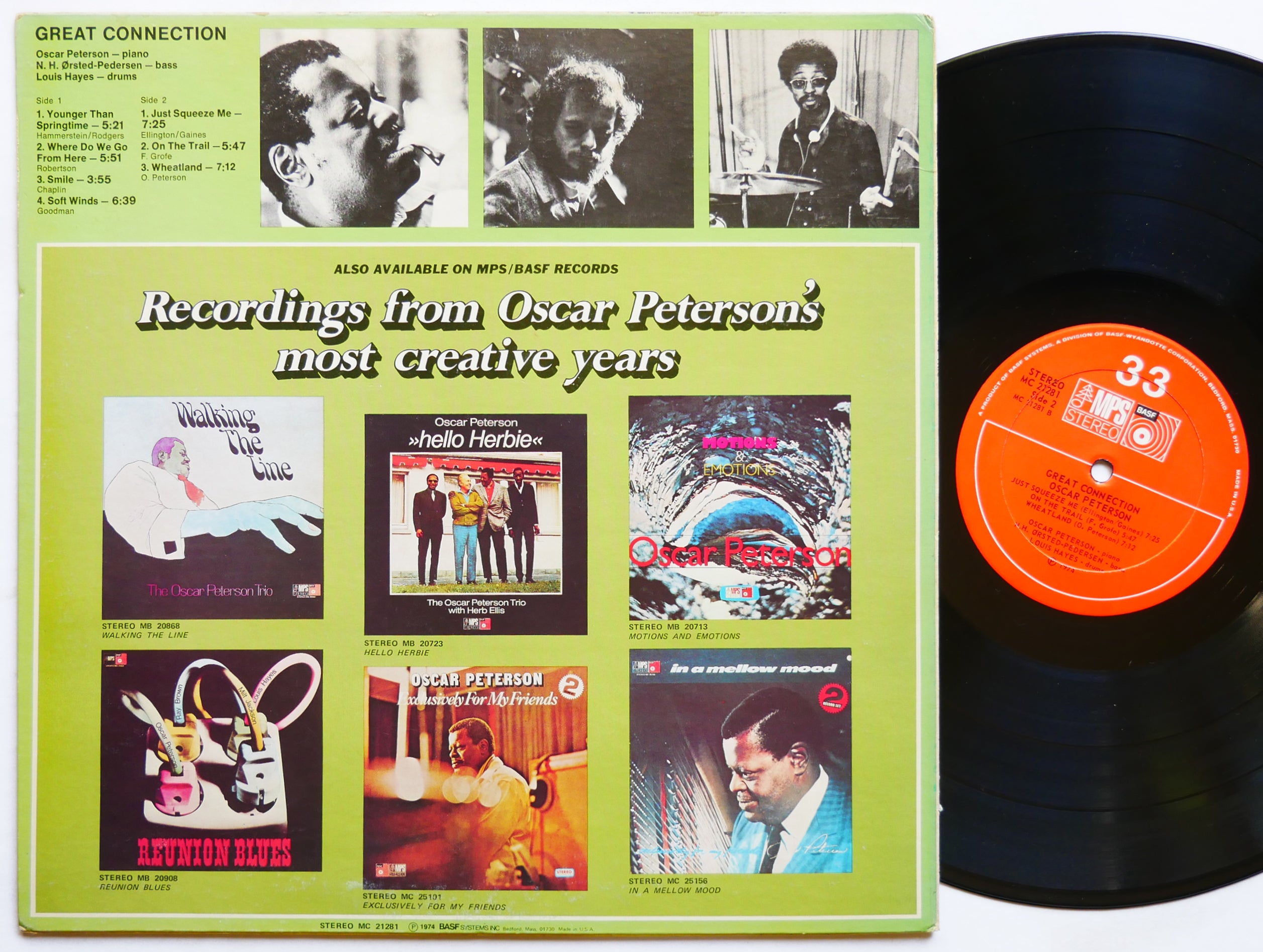 OSCAR PETERSON Great Connection LP MPS RECORDS MC 21281 US 1974 JAZZ Louis Hayes