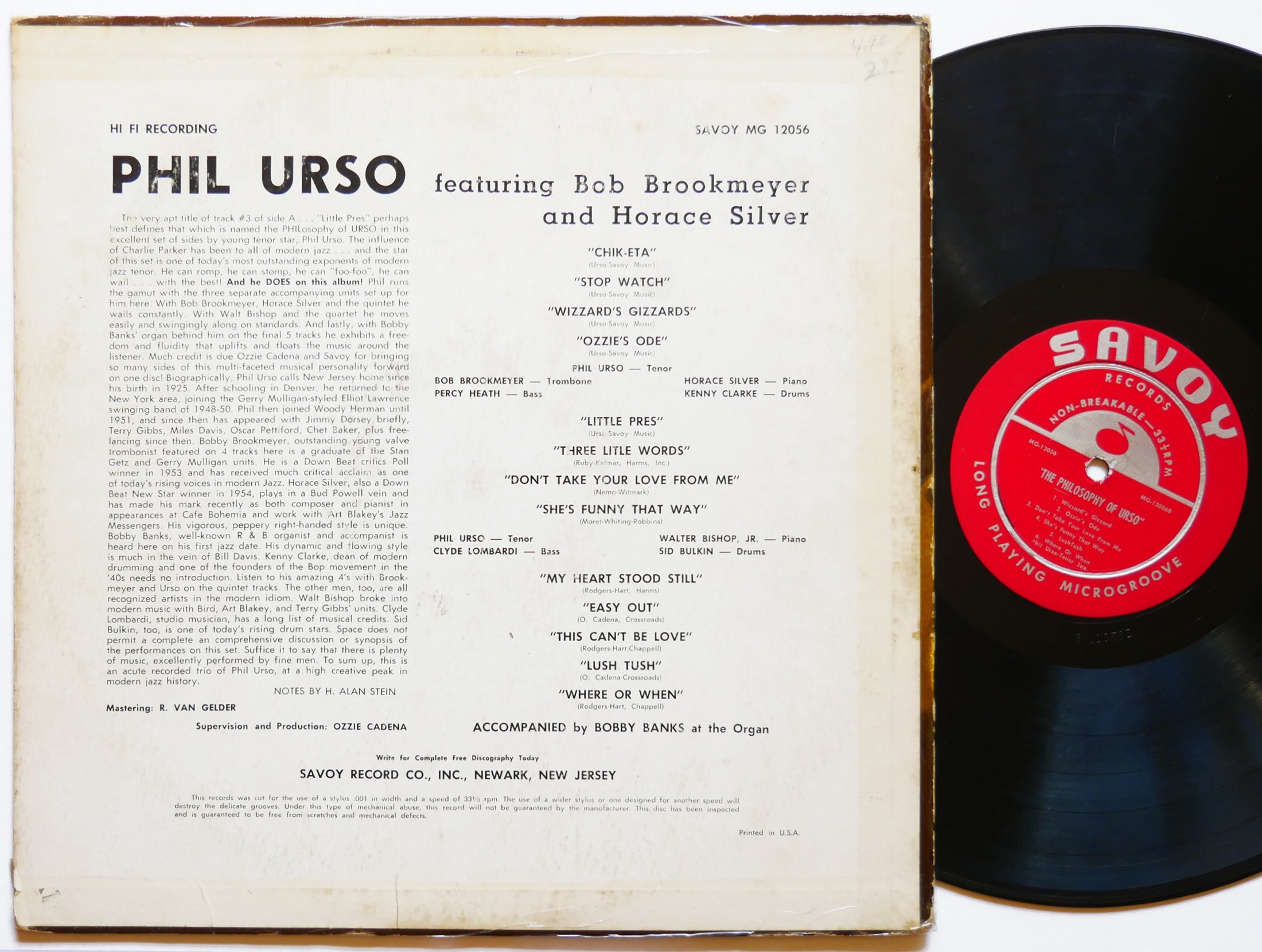 PHIL URSO The Philosophy Of LP SAVOY MG-12056 MONO Horace Silver Walter Bishop