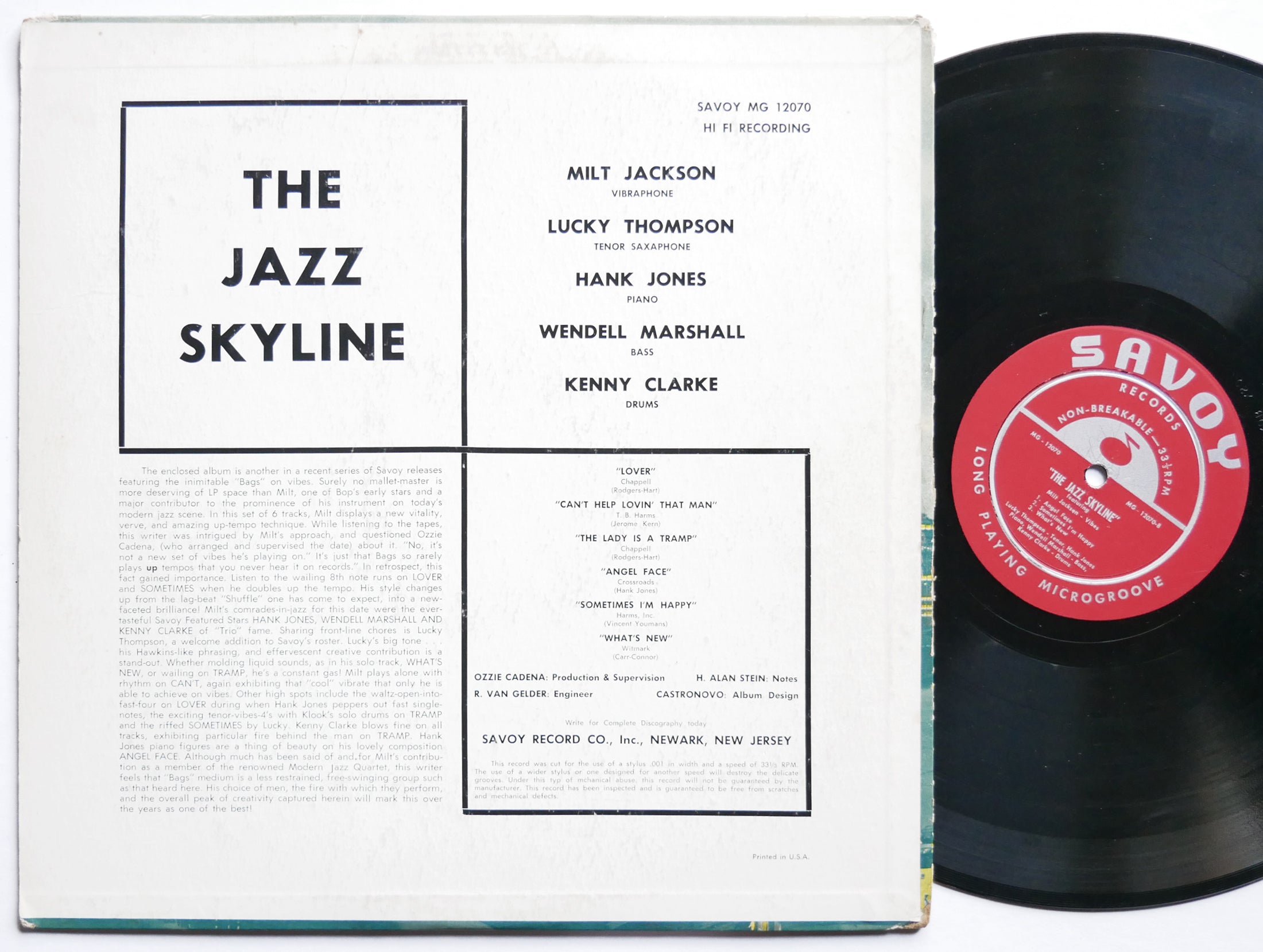 MILT JACKSON The Jazz Skyline LP SAVOY MG 12070 US 1956 RVG DG MONO Hank Jones