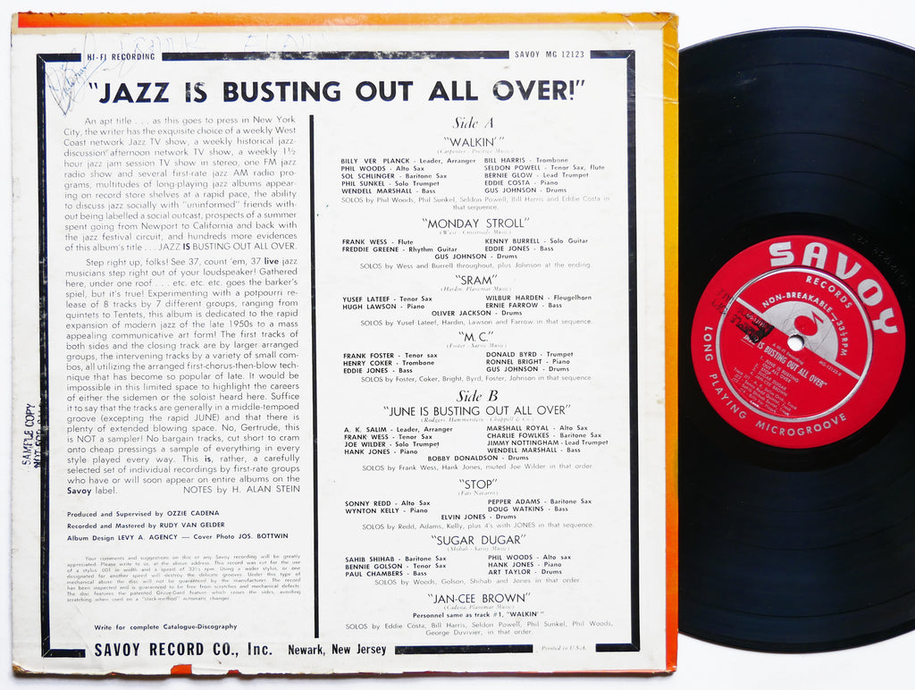 YUSEF LATEEF SAHIB SHIHAB Jazz Is Busting Out All Over LP SAVOY MG 12123 US 1958