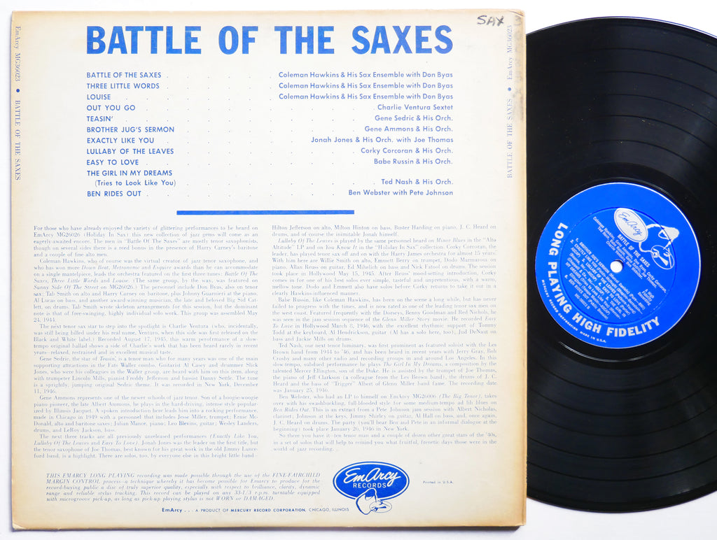 COLEMAN HAWKINS BEN WEBSTER Battle Of The Saxes LP EMARCY MG 36023 US 1956 MONO