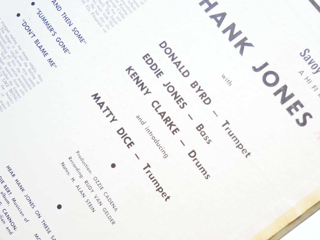 HANK JONES Quartet-Quintet LP SAVOY MG 12037 US 1956 RVG DG MONO Donald Byrd VG+