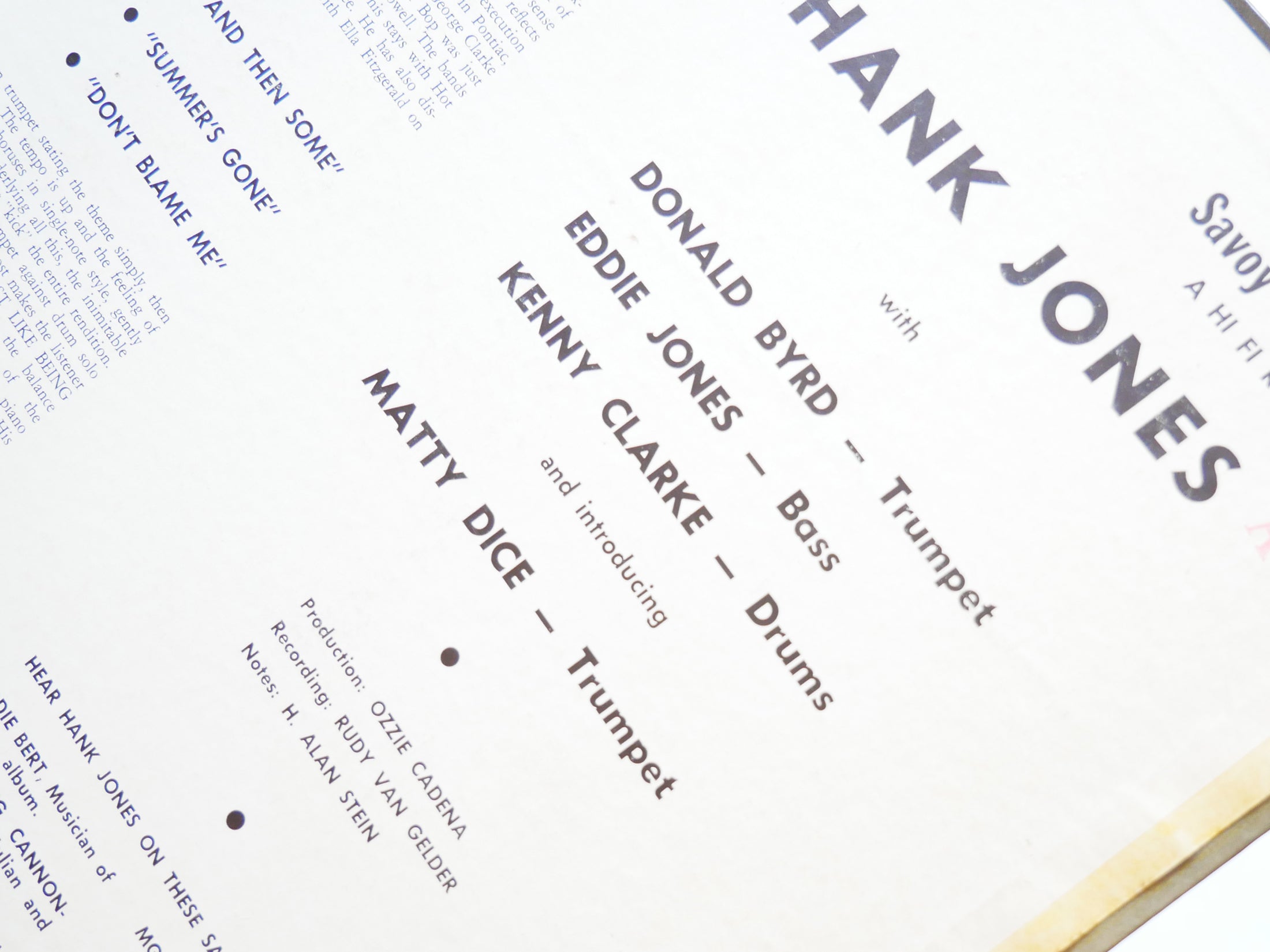 HANK JONES Quartet-Quintet LP SAVOY MG 12037 US 1956 RVG DG MONO Donald Byrd VG+